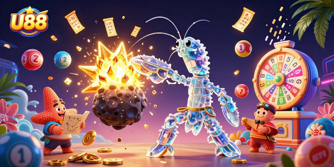 Engage with U88's vibrant lottery action featuring galactic characters and dynamic game elements.